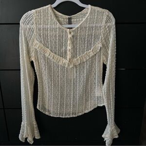 Anthropologie Cream Textured Blouse